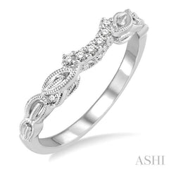 1/10 Ctw Round Cut Diamond Wedding Band in 14K White Gold