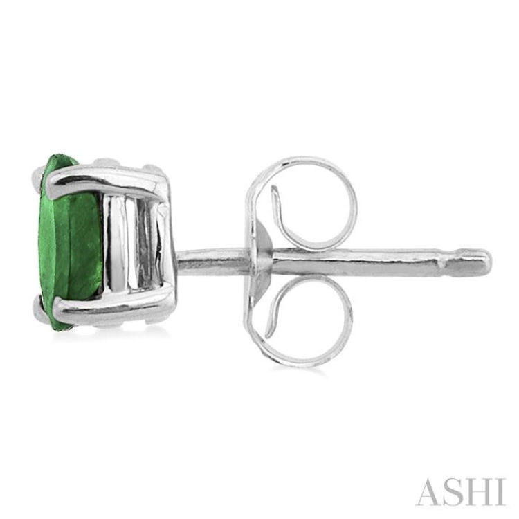 5x3 MM Oval Cut Emerald Stud Earrings in 14K White Gold