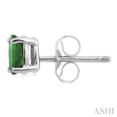 5x3 MM Oval Cut Emerald Stud Earrings in 14K White Gold