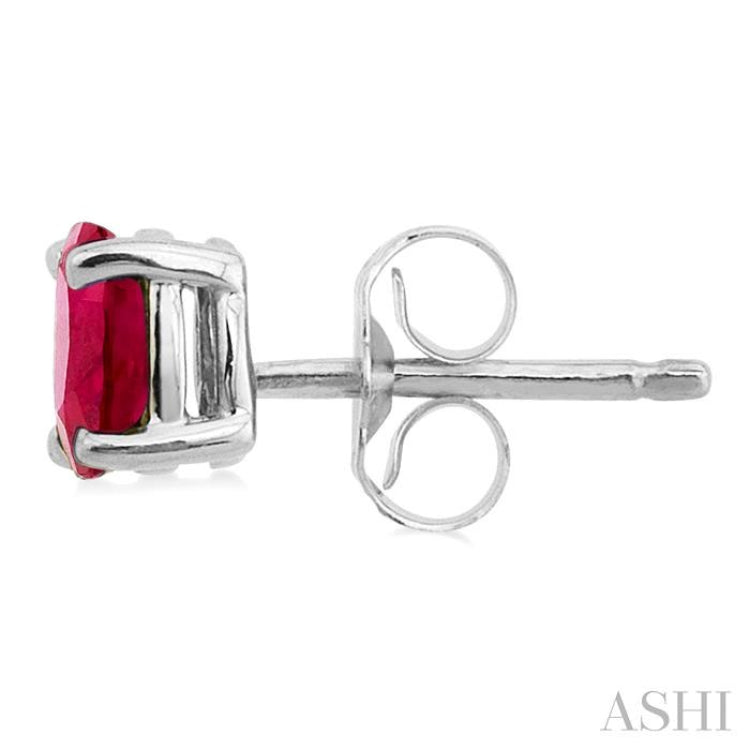 5x3 MM Oval Cut Ruby Stud Earrings in 14K White Gold