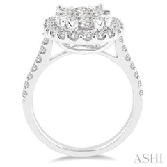 2 Ctw Oval Shape Diamond Lovebright Ring in 14K White Gold