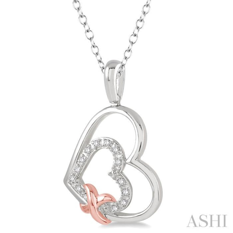 1/50 Ctw Round Cut Diamond Heart Pendant in Sterling Silver with Chain