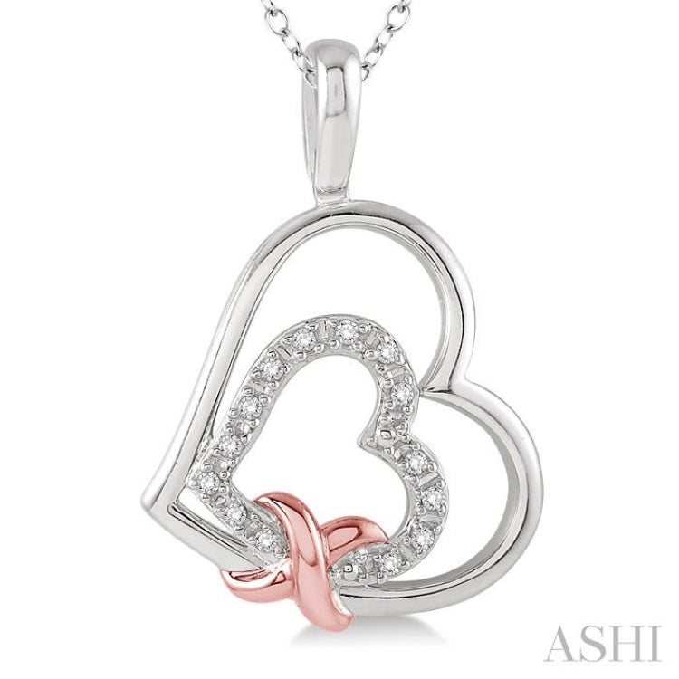 1/50 Ctw Round Cut Diamond Heart Pendant in Sterling Silver with Chain