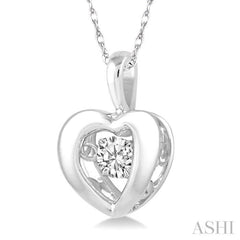 1/20 Ctw Round Cut Diamond Emotion Pendant in 10K White Gold with Chain