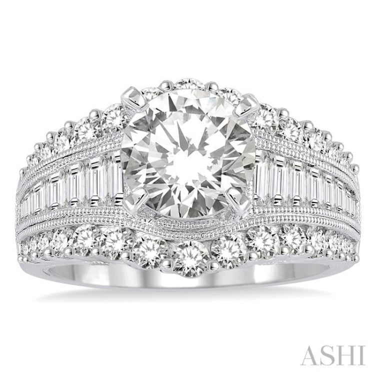 1 1/2 Ctw Diamond Semi-mount Engagement Ring in 14K White Gold