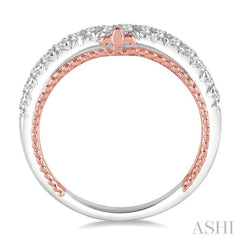 1/3 Ctw Round Cut Diamond Wedding Band in 14K White and Rose Gold