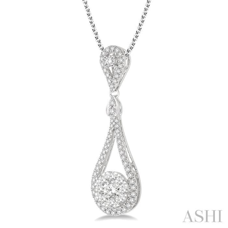 3/4 Ctw Diamond Lovebright Pendant in 14K White Gold with Chain