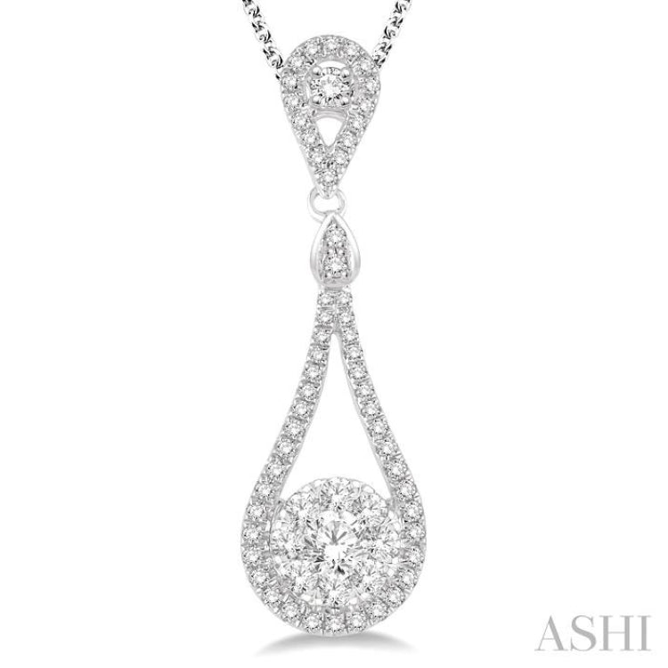 3/4 Ctw Diamond Lovebright Pendant in 14K White Gold with Chain