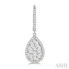 1 1/2 Ctw Pear Shape Diamond Lovebright Earrings in 14K White Gold