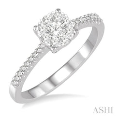 3/8 Ctw Round Shape Diamond Lovebright Ring in 14K White Gold