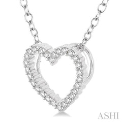 1/10 Ctw Round Cut Diamond Heart Pendant in 10K White Gold with Chain