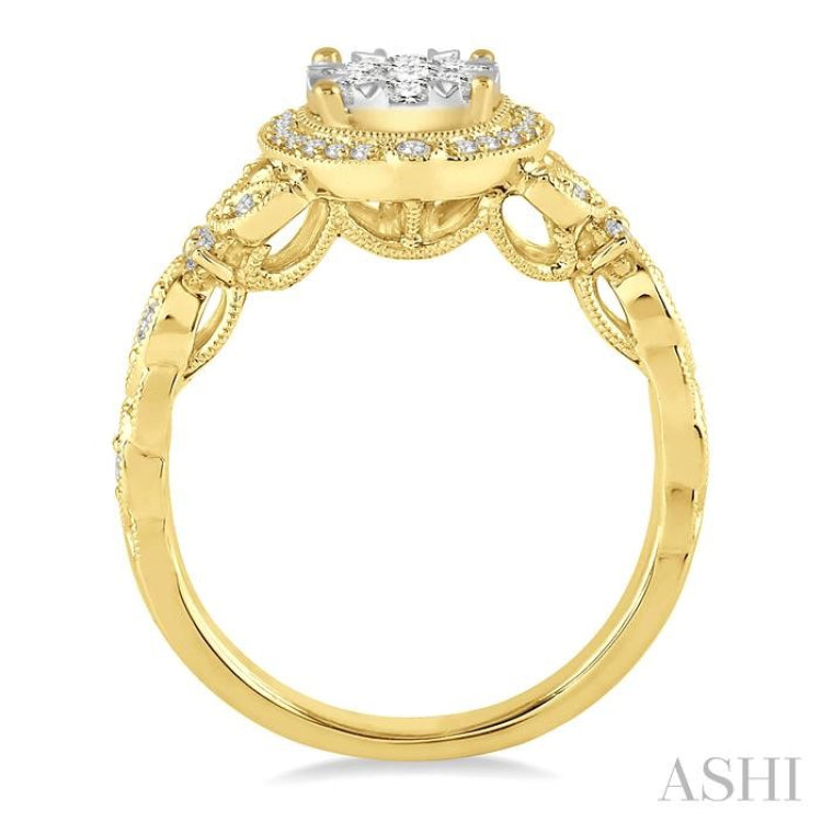 5/8 Ctw Diamond Lovebright Engagement Ring in 14K Yellow and White Gold