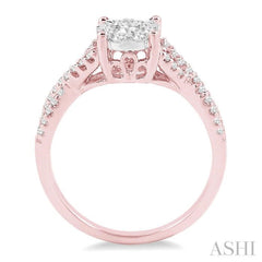 5/8 Ctw Lovebright Round Cut Diamond Engagement Ring in 14K Rose and White Gold