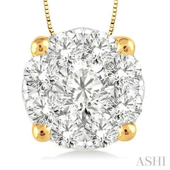 1/2 Ctw Lovebright Round Cut Diamond Pendant in 14K Yellow and White Gold with Chain