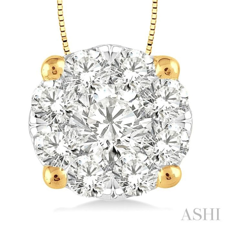 1/3 Ctw Lovebright Round Cut Diamond Pendant in 14K Yellow and White Gold with Chain