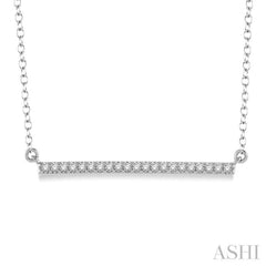 1/6 Ctw Horizontal Bar Round Cut Diamond Pendant With Link Chain in 10K White Gold