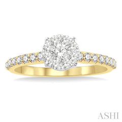 1/2 Ctw Diamond Lovebright Engagement Ring in 14K Yellow and White Gold