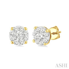 1/3 Ctw Lovebright Round Cut Diamond Stud Earrings in 14K Yellow and white Gold