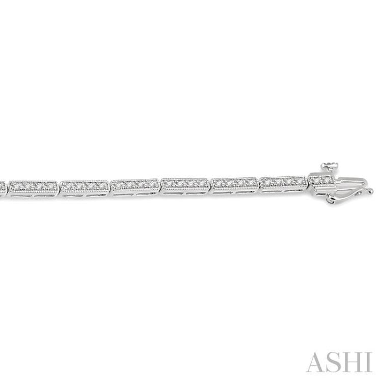 3/4 Ctw Bar Link Round Cut Diamond Tennis Bracelet in 10K White Gold