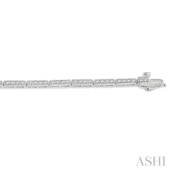 3/4 Ctw Bar Link Round Cut Diamond Tennis Bracelet in 10K White Gold