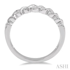 1/10 Ctw Oval Lattice Round Cut Diamond Ladies Ring in 14K White Gold