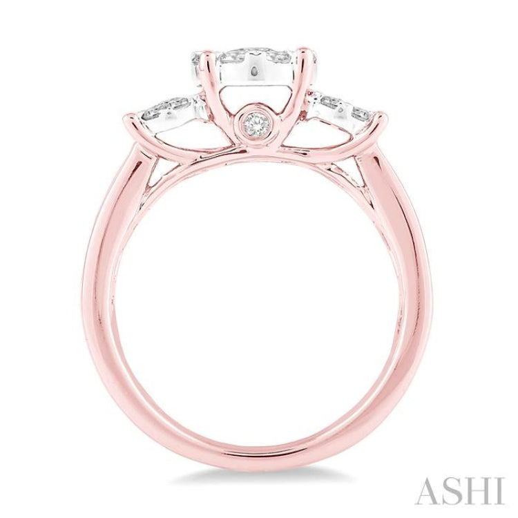 3/4 Ctw Lovebright Round Cut Diamond Ring in 14K Rose and White Gold