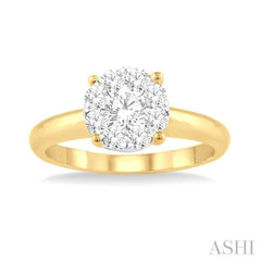 1/8 Ctw Lovebright Round Cut Diamond Ring in 14K Yellow Gold