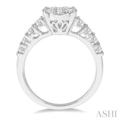 1 1/10 Ctw Round Cut Lovebright Diamond Ring in 14K White Gold