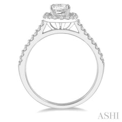 3/4 Ctw Diamond Ladies Engagement Ring with 1/2 Ct Princess Cut Center Stone in 14K White Gold