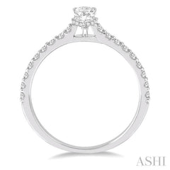 5/8 Ctw Pear Center Stone Ladies Engagement Ring with 3/8 Ct Pear Cut Center Stone in 14K White Gold