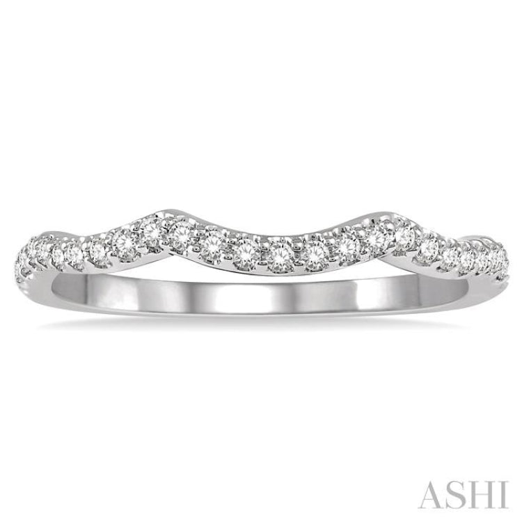 1/5 Ctw Wave Lattice Round Cut Diamond Wedding Band in 14K White Gold