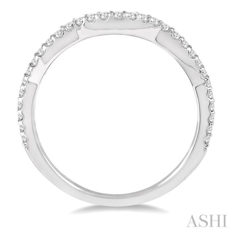 1/5 Ctw Wave Lattice Round Cut Diamond Wedding Band in 14K White Gold