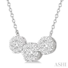 1/2 Ctw 3-Stone Lovebright Round Cut Diamond Necklace in 14K White Gold