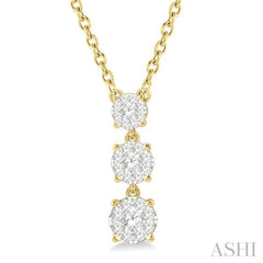 1/3 Ctw Round Cut Lovebright Diamond Layered Pendant in 14K Yellow Gold