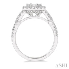 1/2 Ctw Baguette & Round Cut Fusion Diamond Ring in 14K White Gold