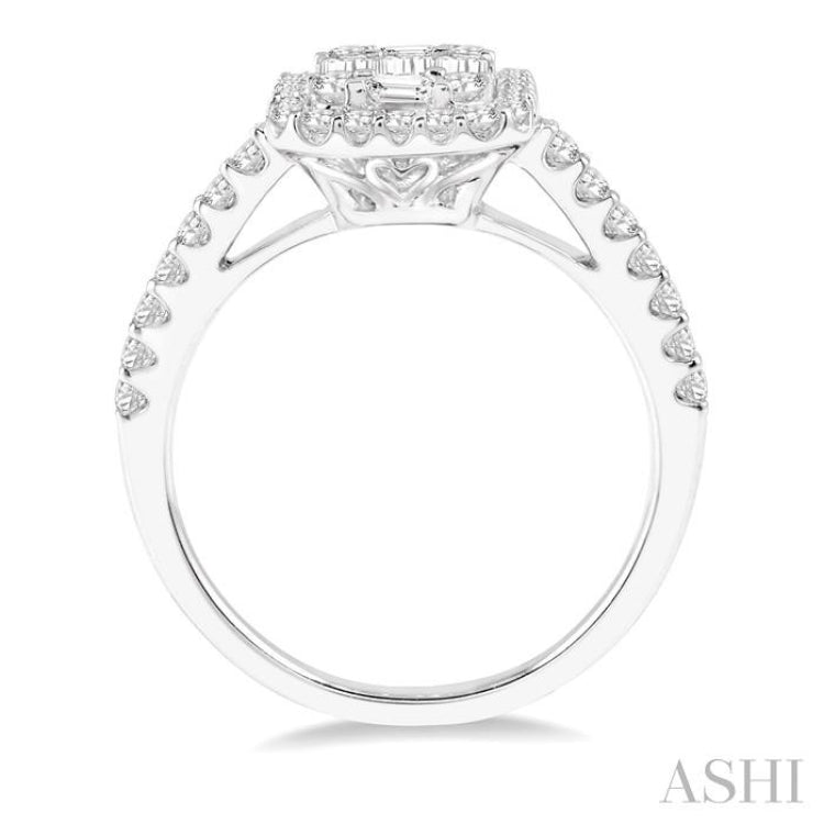 3/4 Ctw Baguette & Round Cut Fusion Diamond Ring in 14K White Gold