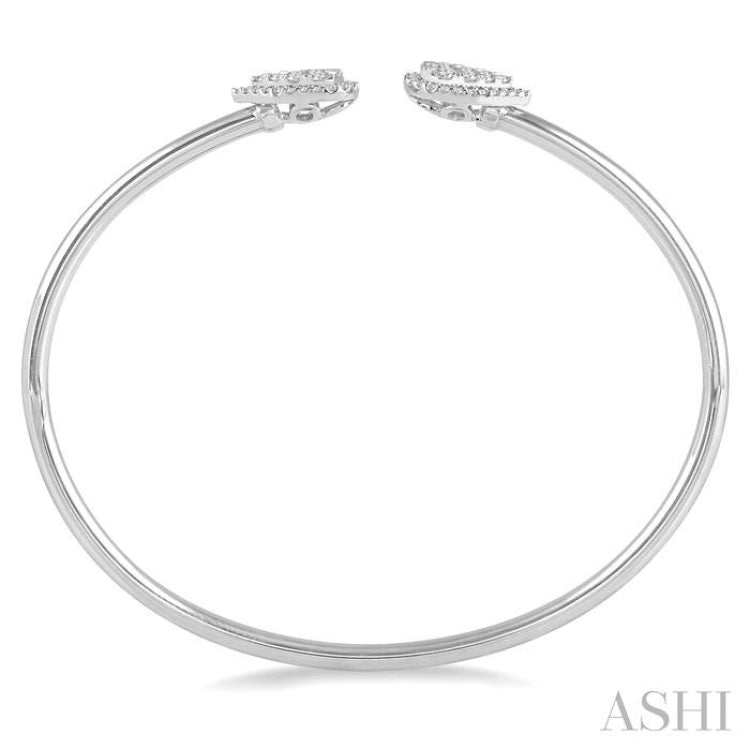 5/8 Ctw Pear Shape Lovebright Open Cuff Diamond Bangle in 14K White Gold