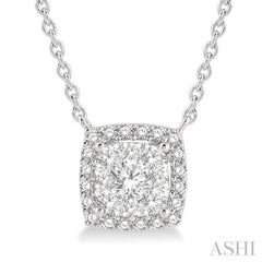 1/2 Ctw Cushion Shape Lovebright Diamond Necklace in 14K White Gold