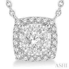 1/2 Ctw Cushion Shape Lovebright Diamond Necklace in 14K White Gold