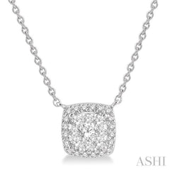 3/4 Ctw Cushion Shape Lovebright Diamond Necklace in 14K White Gold