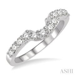 1/2 Ctw U-Drop Round Cut Diamond Wedding Band in 14K White Gold