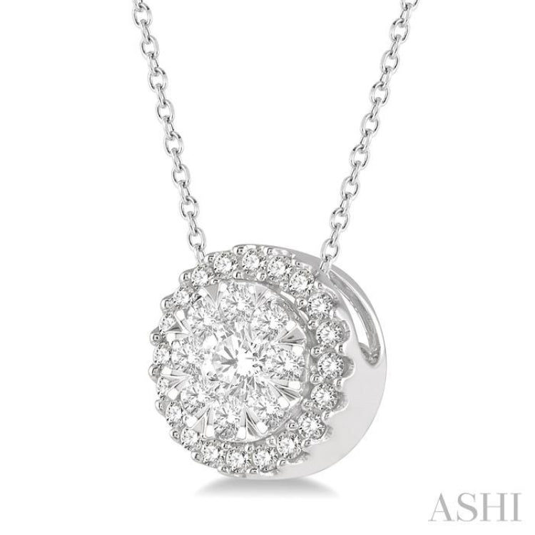 1/3 Ctw Lovebright Round Cut Diamond Pendant in 14K White Gold