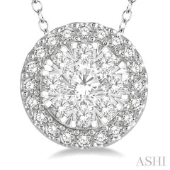 1/3 Ctw Lovebright Round Cut Diamond Pendant in 14K White Gold