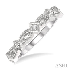 1/20 Ctw Interlinking Marquise & Rhombus Mount Round Cut Diamond Stackable Band in 14K White Gold