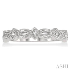 1/20 Ctw Interlinking Marquise & Rhombus Mount Round Cut Diamond Stackable Band in 14K White Gold