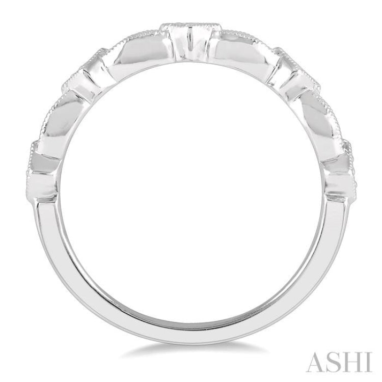 1/20 Ctw Interlinking Marquise & Rhombus Mount Round Cut Diamond Stackable Band in 14K White Gold