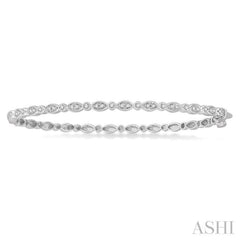 1/4 Ctw Marquise Mount Round Cut Diamond Stackable Bangle in 14K White Gold