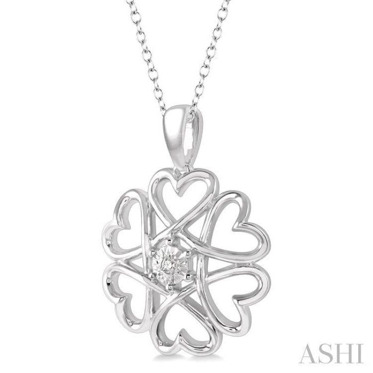 1/50 Ctw Infinity Heart Charm Round Cut Diamond Pendant With Chain in Sterling Silver