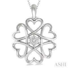 1/50 Ctw Infinity Heart Charm Round Cut Diamond Pendant With Chain in Sterling Silver