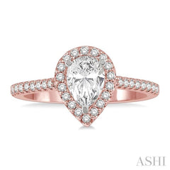 1/3 Ctw Pear Shape Semi-Mount Diamond Engagement Ring in 14K Rose and White Gold